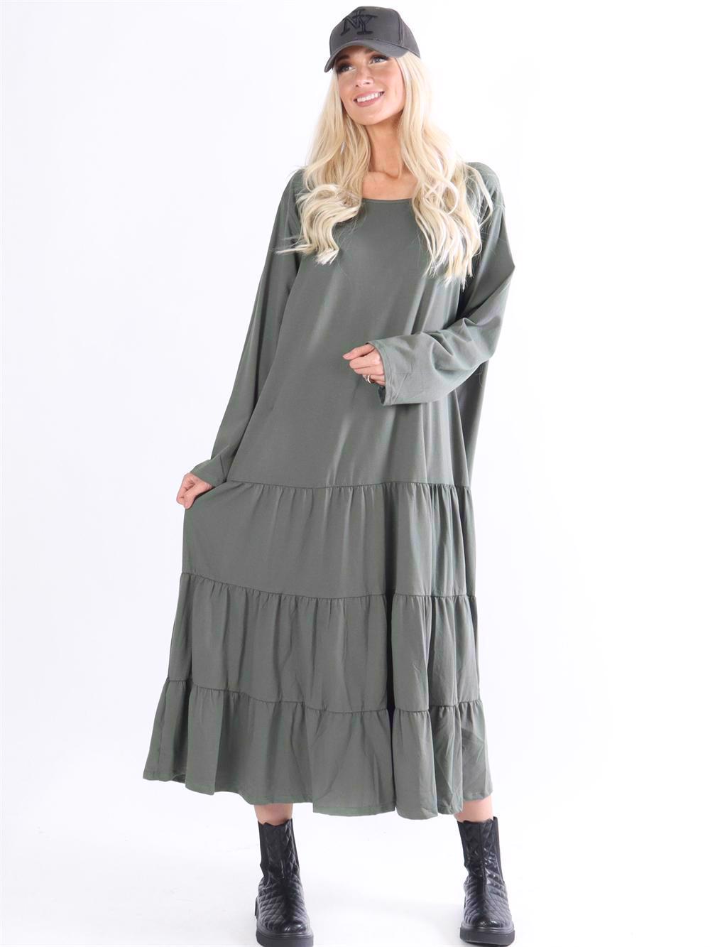 Batilda - Lång joggingklänning med lager på lager-look